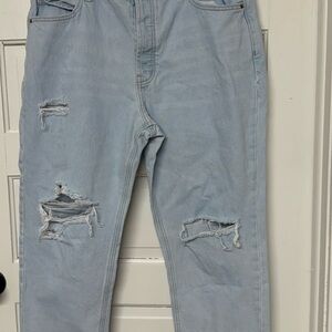 Old Navy Light Blue Distressed Relaxed Jeans